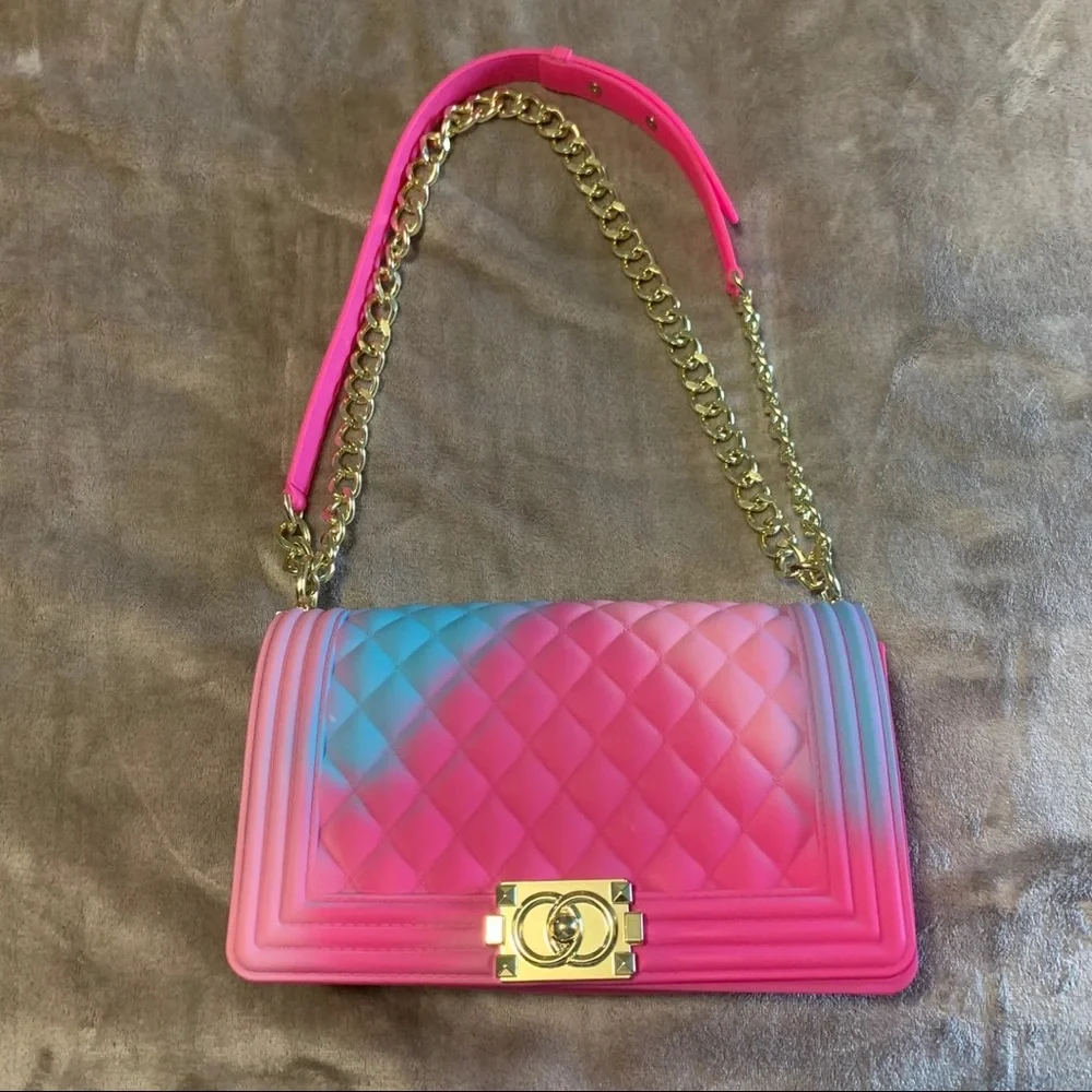 Summery Bubblegum Rubberized Shoulder Bag - Picture 1 of 10